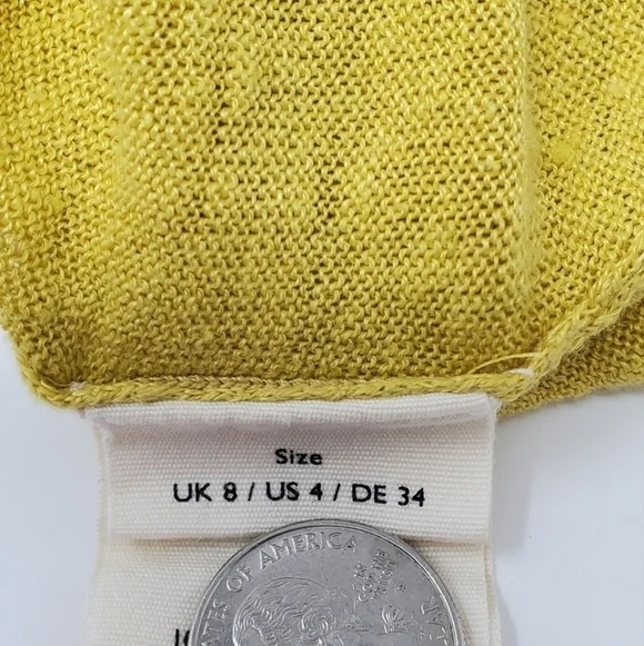 POETRY 100% LINEN MUSTARD YELLOW SWEATER LIGHTWEIGHT WOMEN SIZE 4 FALL HARVEST - Picture 11 of 12